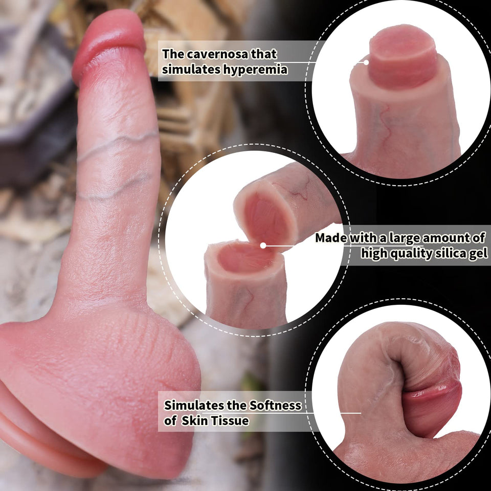 Reproduction Realistic Dildo, Long Thin Dildos Handmade Soft Penis with Suction Cup, Huge Lifelike Liquid Silicone Dildos, Adult