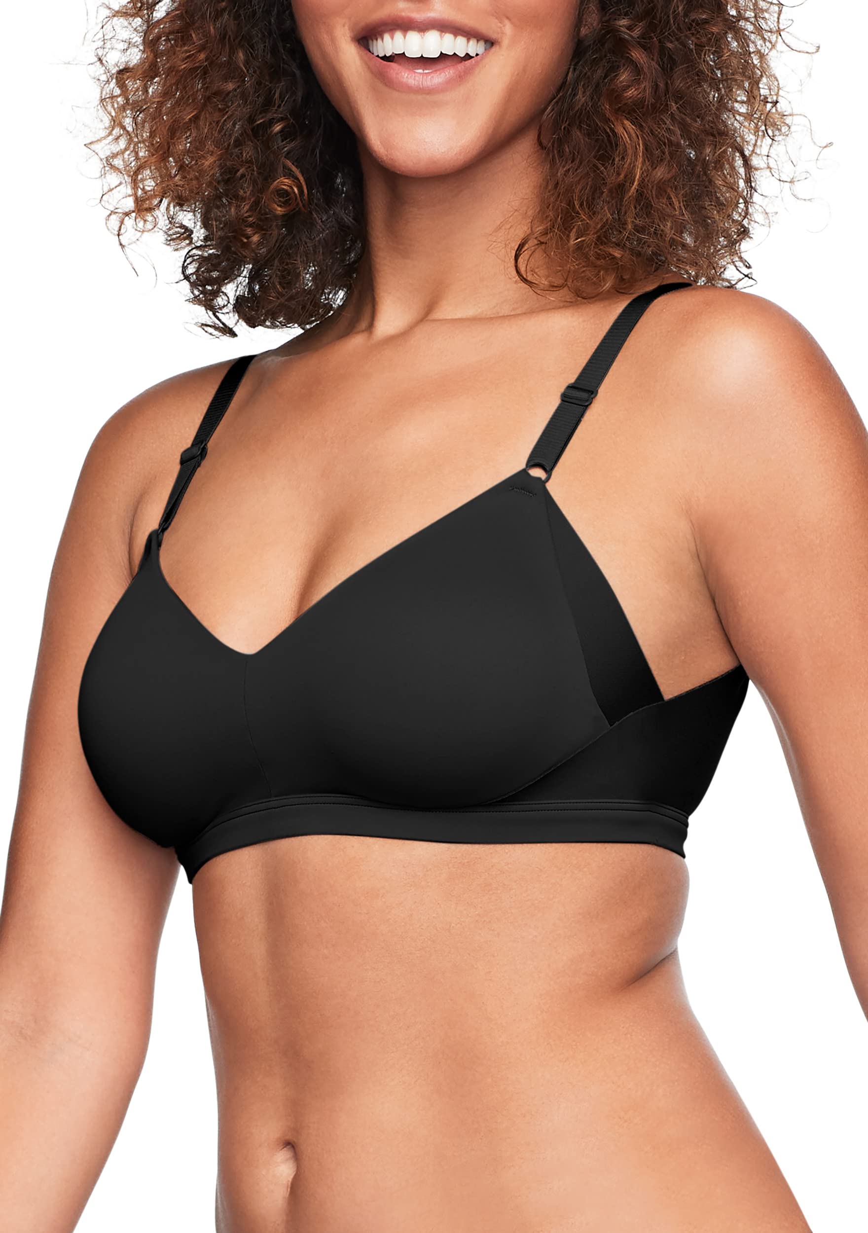 Warners womens No Side Effects Underarm and Back-smoothing Comfort Wireless Lift T-shirt Rn2231a T Shirt Bra, Black, Large US