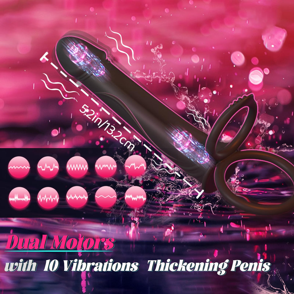 Anal Couples Male Adult Sex Toys - Strap On Anal Dildo with Vibrating Cock Ring, Vibrating Anal Butt Plug Penis Sleeve Vibrator