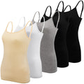 BQTQ 5 Pcs Womens Camisole Tank Tops Undershirt Spaghetti Strap Camisoles Pack, S