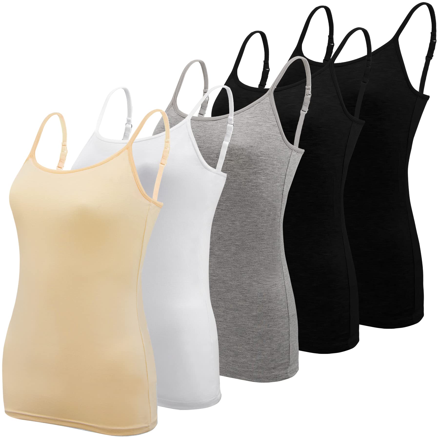BQTQ 5 Pcs Womens Camisole Tank Tops Undershirt Spaghetti Strap Camisoles Pack, S