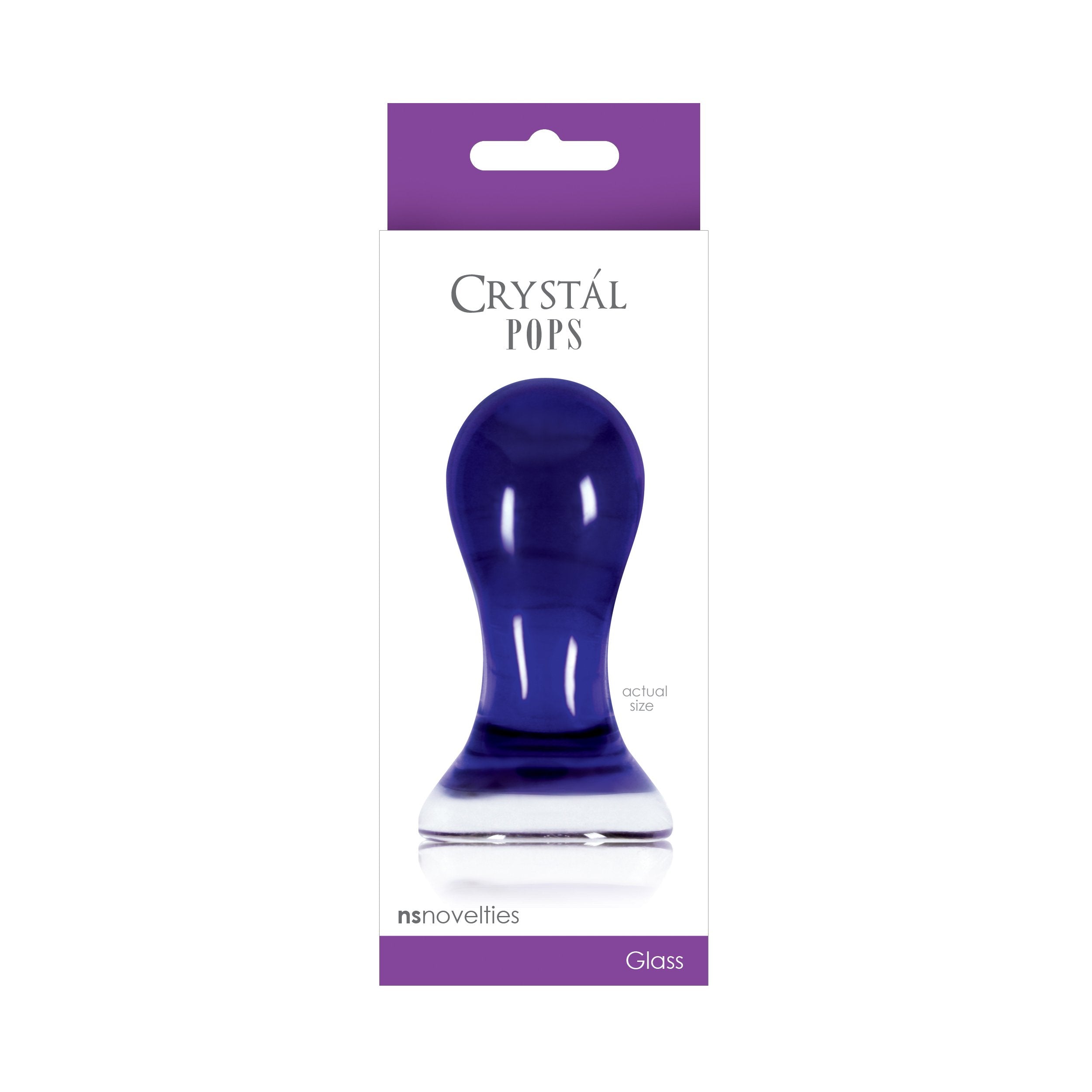 Crystal Glass Butt Plug, Blue, Large