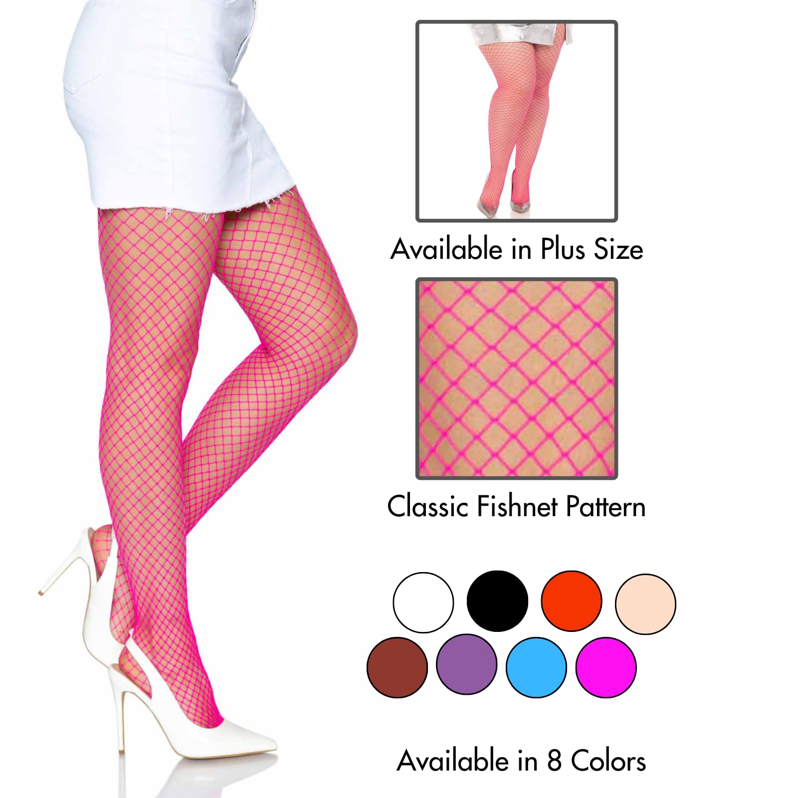 Leg Avenue Spandex Industrial Net tights, 1X-2X, NEON PINK