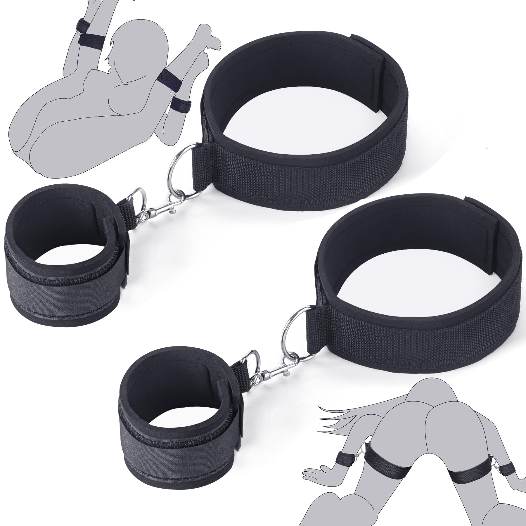 BDSM Bondage Sex Toys Restraints, Couples Sex Toy Handcuffs Adjustable Sex Cuffs Sex Restraints Straps Wrist-to-Thigh, Restraint
