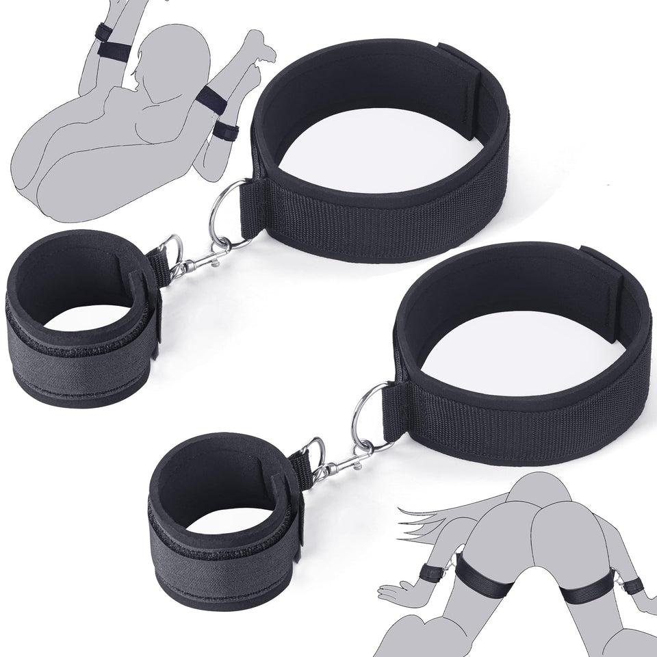 BDSM Bondage Sex Toys Restraints, Couples Sex Toy Handcuffs Adjustable Sex Cuffs Sex Restraints Straps Wrist-to-Thigh, Restraint