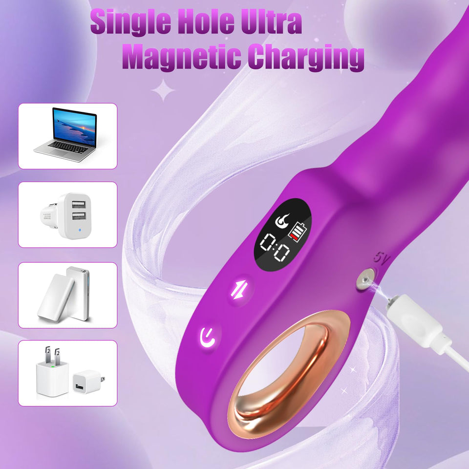 Sex Toys Thrusting Vibrator, G Spot Vibrator Clitoral Vibrators Hollow Handle with Powerful 7 Thrusting & 7 Vibrating Modes, Ana