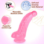 8.3 Inch Dildo,Soft Thick Dildo,Small Glans Pink Realistic Anal Big Dildo with Strong Suction Cup,Safe Material Men Penis Adult