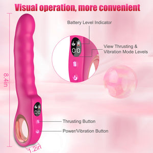 Thrusting Dildo Vibrator Sex Toys, G Spot Clitoral Vibrators Hollow Handle with Powerful 7 Thrusting & 7 Vibrating Modes, Anal D