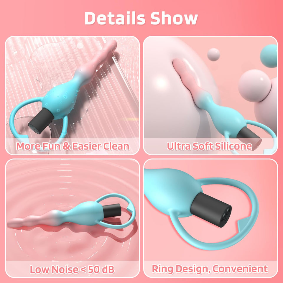 Vibrating Anal Beads Anal Plug with 10 Vibration Modes, Vibrating Butt Plug Sex Toys for Beginner, Anal Sex Toys Waterproof Bull