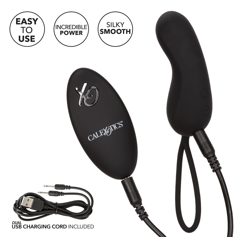 Calexotics 12-Function Waterproof Silicone Remote Rechargeable Curve Massager Vibrator, Black