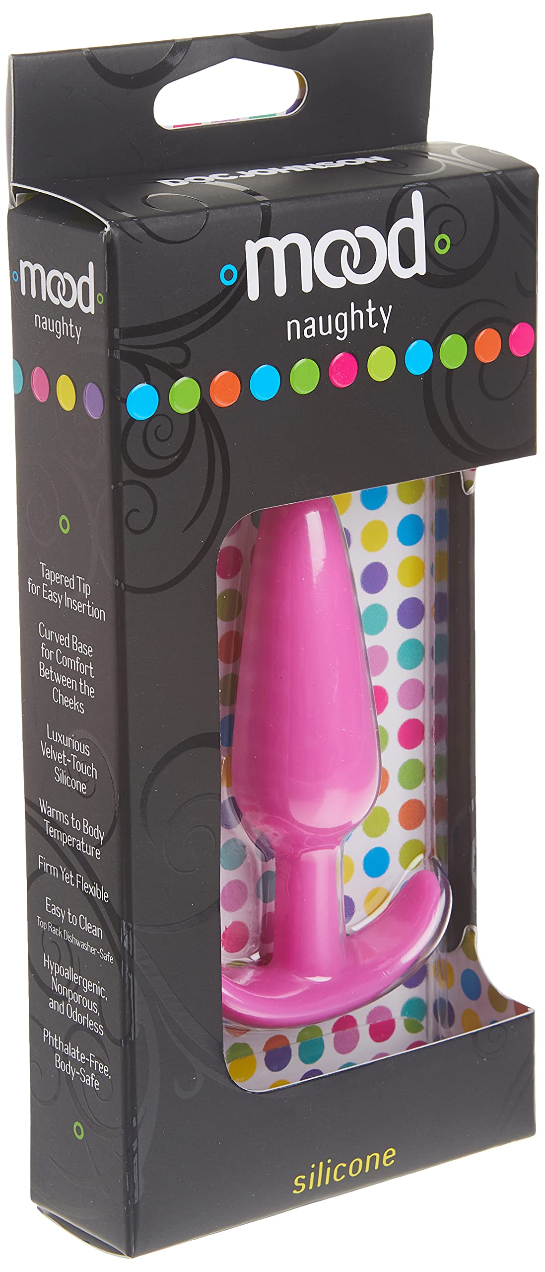 Doc Johnson Mood - Naughty 1 - Silicone Anal Plug - Medium - 3.9 In. Long And 1 In. Wide - Tapered Base For Comfort Between The Cheeks - Medium - Pink