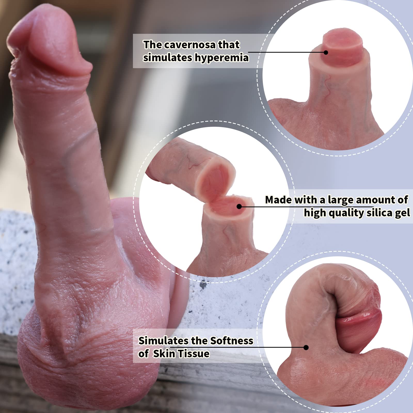 6.77 Inch Reproduction Realistic Real Dildos for Beginners, Silicone Soft Lifelike Thick G-spot Penis Stimulator with Suction Cu