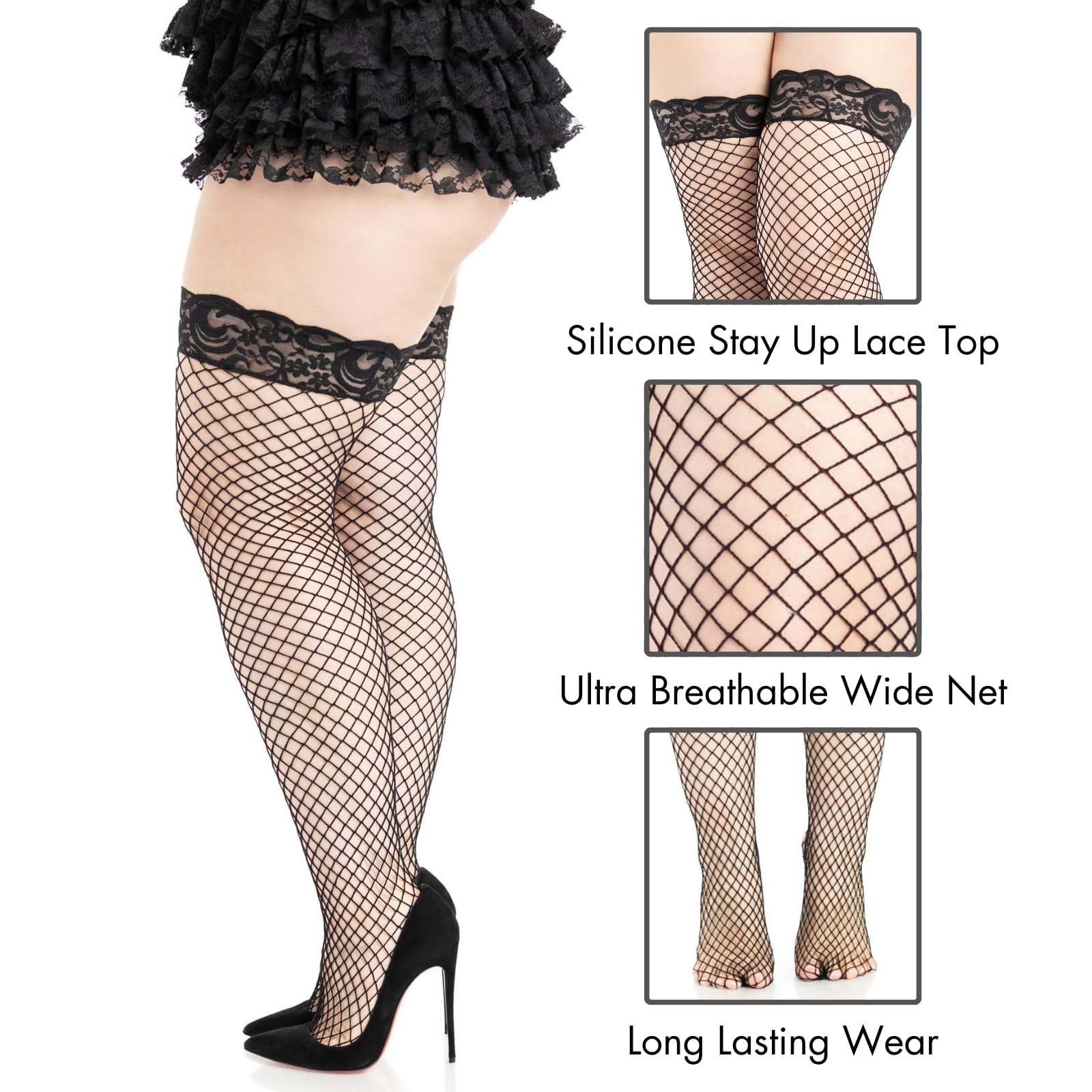 Spandex Industrial Net Thigh H - 1X-2X / Black
