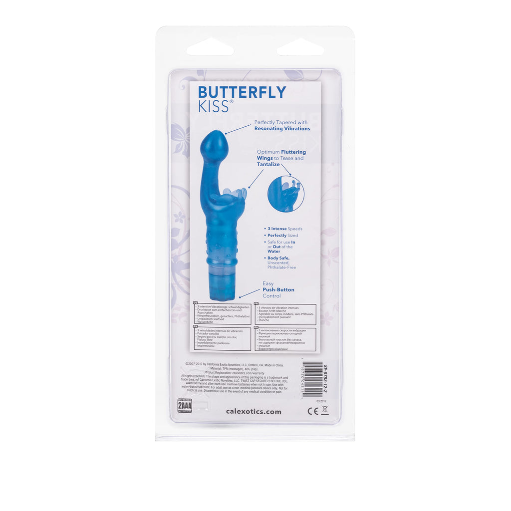 Calexotics Original Butterfly Kiss Vibrator - Multi-Speed Waterproof Vibe - Adult Sex Toys For Couples - Clitoral G Spot Massager - Blue