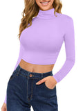 MSBASIC Daphne Costume Women Crop Top Long Sleeve Trixie Tang Halloween Costume Fall Mock Neck Basic Tops(Lavender,L)