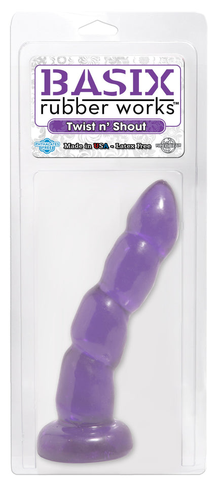 Basix Rubber Works 8-Inch Twist N Shout With Suction Cup Dong Purple