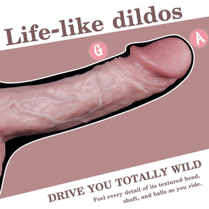 Reproduction Real Dildo, 8.18 Inch Flexible Realistic Dildo, Lifelike Huge Penis, Adult Sex Toys for Women, Suction Cup Dildos H