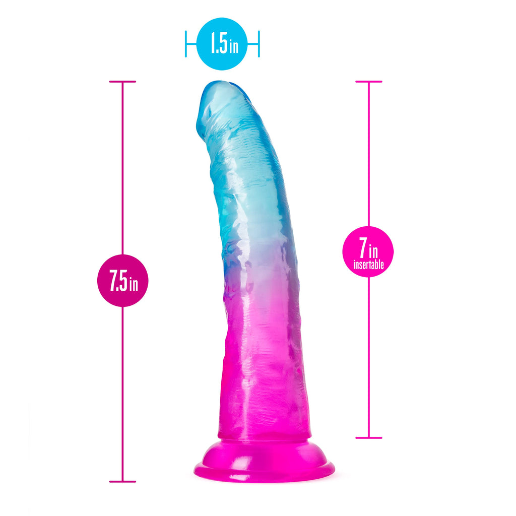 Blush Novelties B Yours Beautiful Sky - 7 Inch Length 1.5 Inches Width Realistic Feel Dildo - Sturdy Suction Cup Base And Harnes