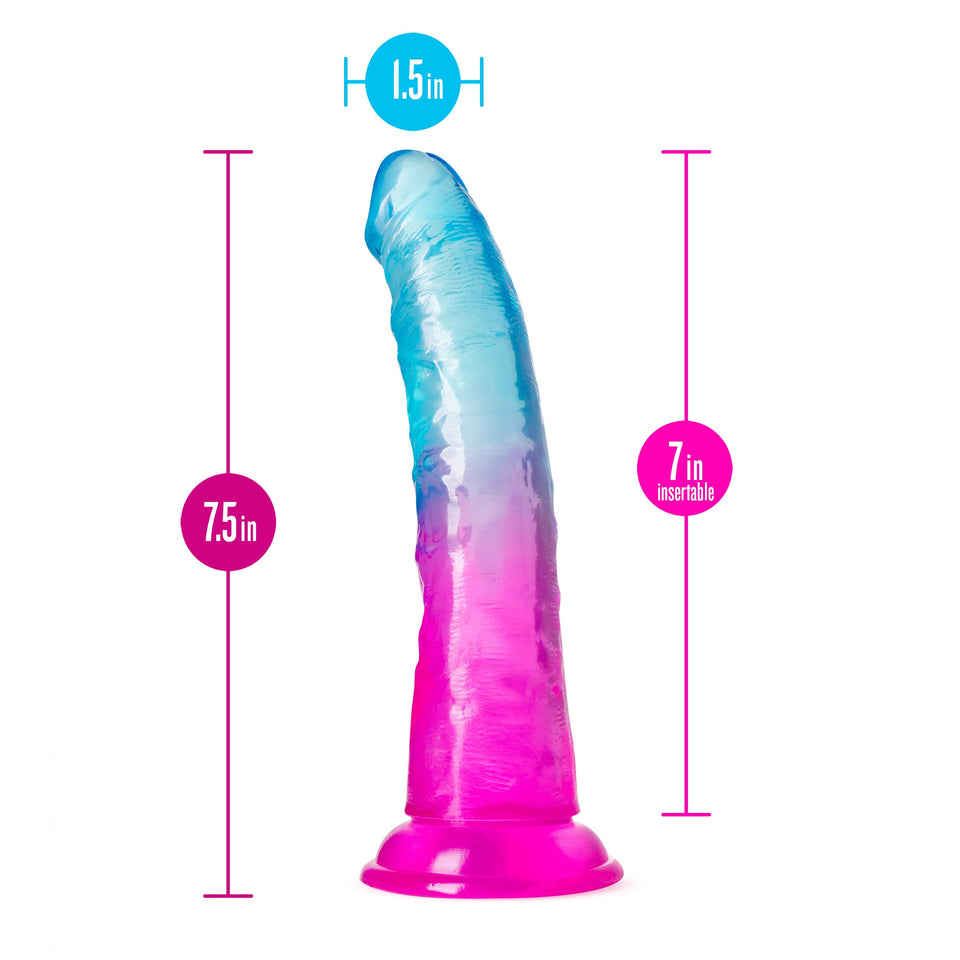 Blush Novelties B Yours Beautiful Sky - 7 Inch Length 1.5 Inches Width Realistic Feel Dildo - Sturdy Suction Cup Base And Harnes