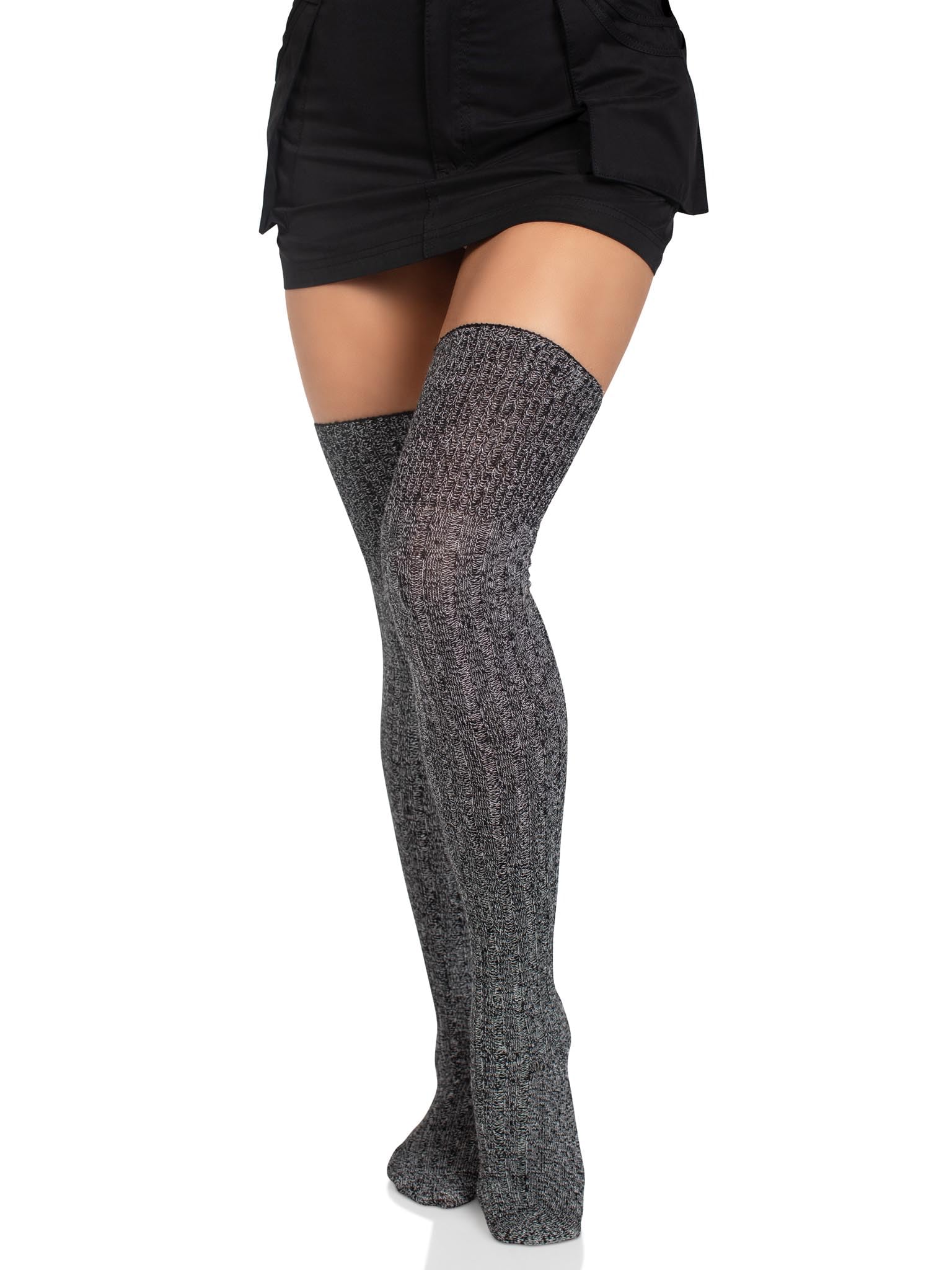 Heather Acrylic Rib Knit Thigh