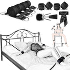 Sex Bondage Restraints BDSM Toys, Selver Versatile Bed Restraints Couple Sex Toys with 4 Separate Straps, Bondage Cuffs, Blindfo
