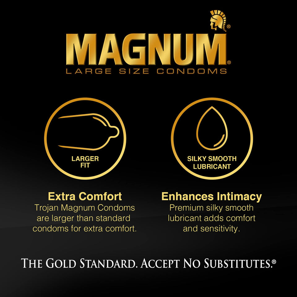 Trojan Magnum Ribbed Male Condoms, 3 Count Pack Of 3