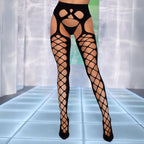 Diamond net opaque stockings w