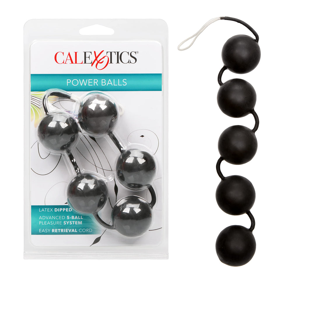 CalExotics Power Balls Kegel Exerciser with Nylon Retrieval Cord - Blac