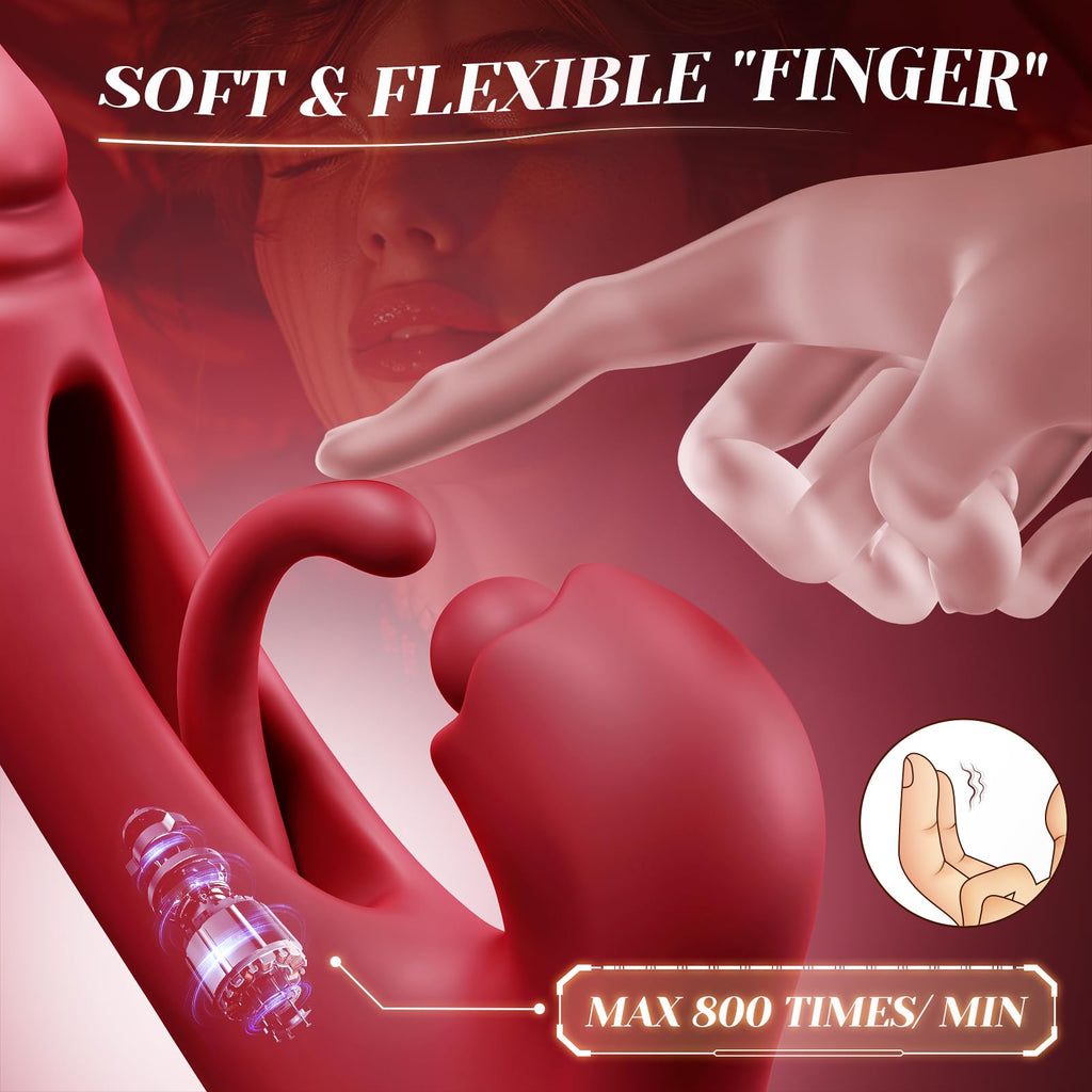 Toendi Thrusting Vibrator Sex Toys - Rose Sex Toy for Women 3 in 1 Vibrators with 10 Vibrating, 7 Flapping & 5 Tapping Modes Adu
