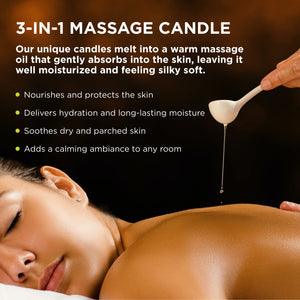 3-In-1 Massage Candle, Isle Of You Scent - 6 Oz. - Candle, Massage Oil & Moisturizer In One - Coconut, Apricot & Soybean Oil - V