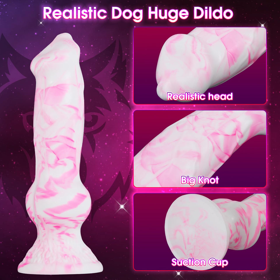 2.88Diameter Huge Realistic Dog Knot Dildo,9.5 Inch Silicone Big Thick Bad Wolf Dildos with Suction Cup,Fantasy Canine Animal Dr