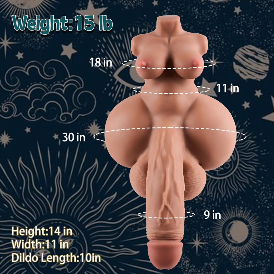 HSOUELA 15lb Shemale Sex Doll Trans Sex Toy Dildo Pussy, 3 in 1 Male Masturbator Sex Doll with Penis Penetrable Big Dildo Torso