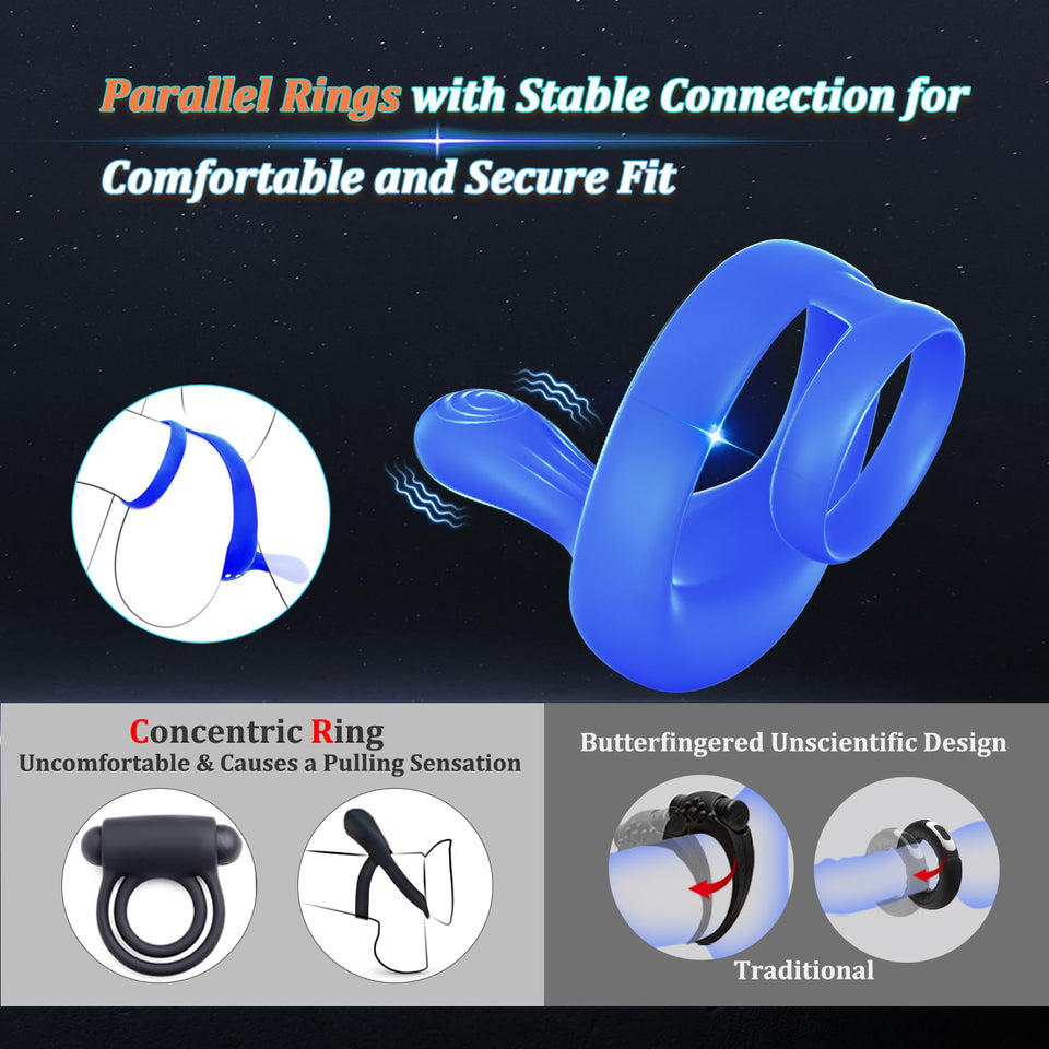 Couples Adult Sex Toys for Men - Silicone Penis Ring Male Couple Sex Toy, Remote Control Vibrator with 9 Vibrations, MOVGANI Coc