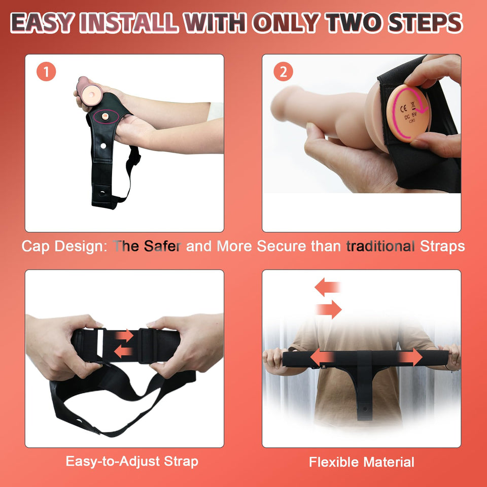 Strap On Dildo for Women,Wearable Harness Strap on with 6.5 Inch Realistic Silicone Anal Dildo & 3 Adjustable Holes, Vaginal G S
