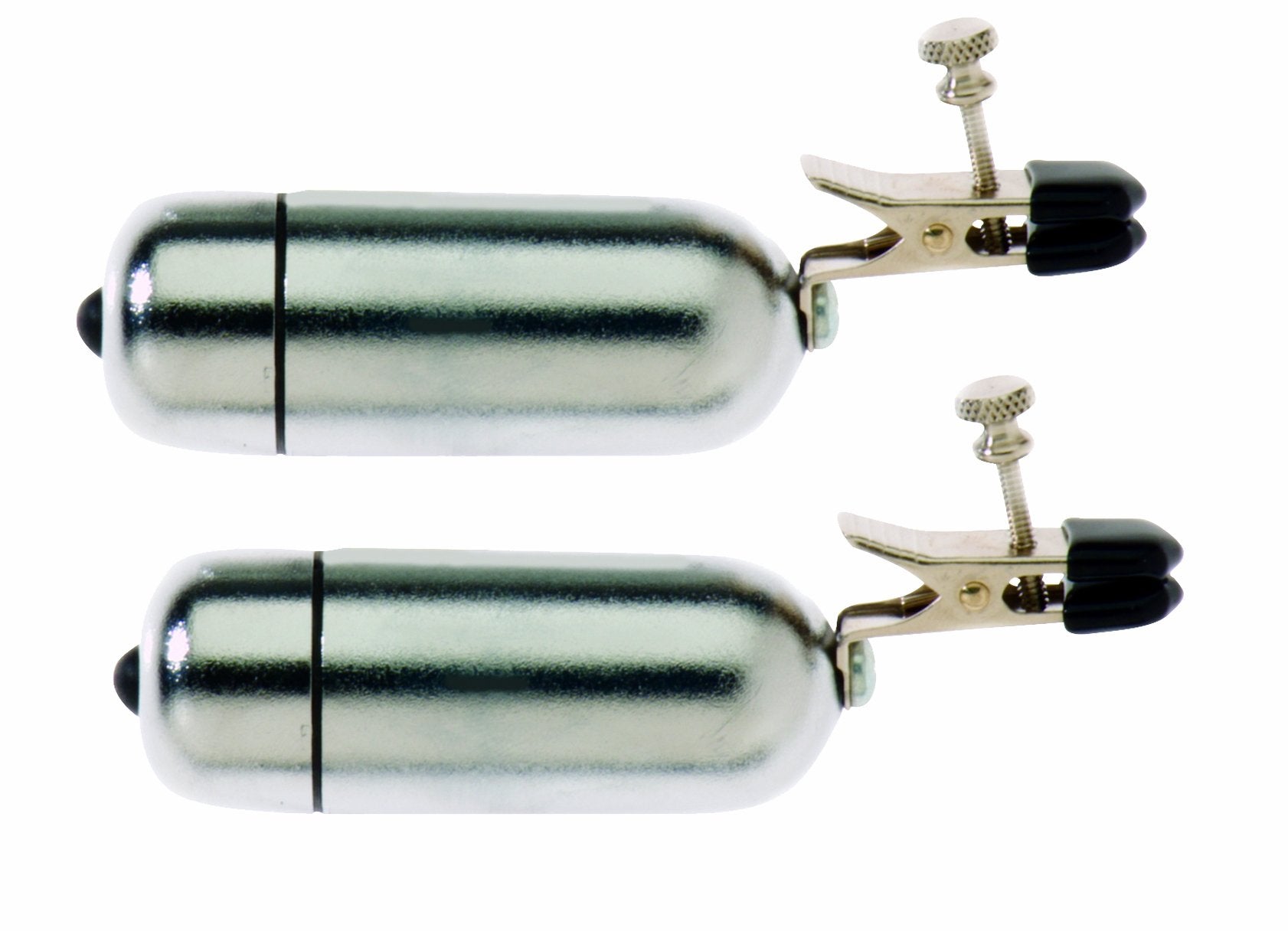 Spartacus Wireless Vibrating Nipple Clamps With Broad Tip, Silver