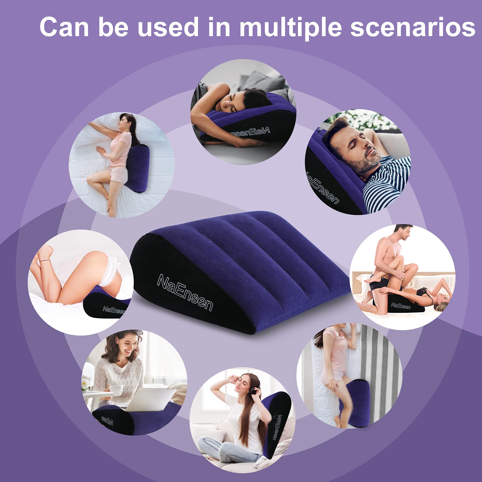 Naensen Sex Toys Pillow Position Cushion Triangle Inflatable Ramp Furniture Couples Toy Positioning For Deeper Position Support Pillow Men Women For Couples