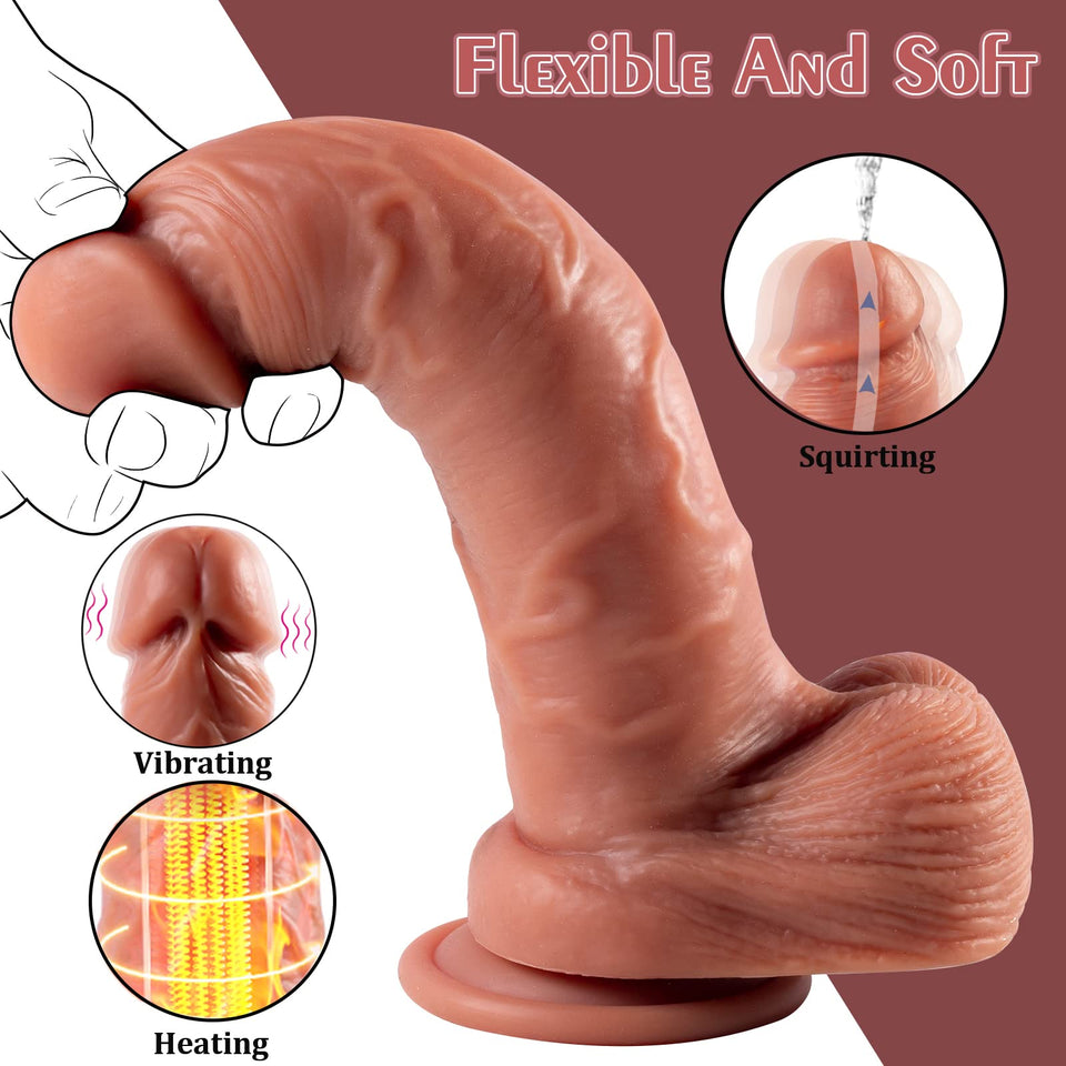 9 ' ' Silicone Vibrating Squirting Dildo with Remote Control 7 Vibration Modes, Realistic Ejaculating Penis Adult Sex Toy with E