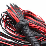 VENESUN Restraints Spanking Whips, 25inch Faux Leather Flogger for Adult BDSM Play, Black and Red