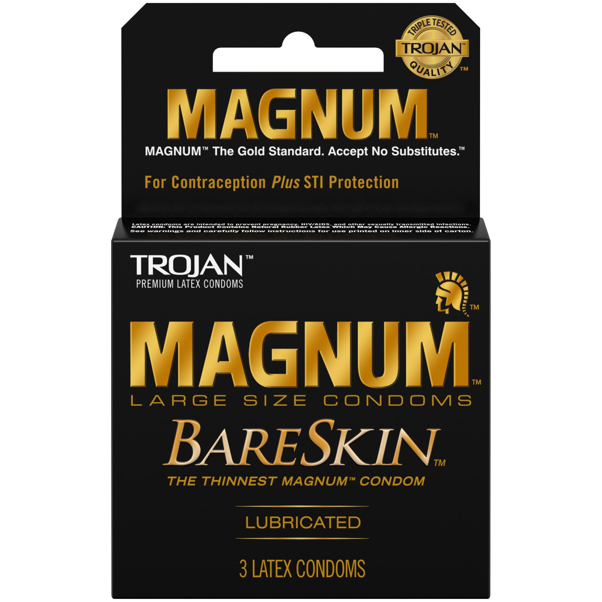 TROJAN Magnum Bareskin Lubricated Condoms, 3 Count (Pack of 6)