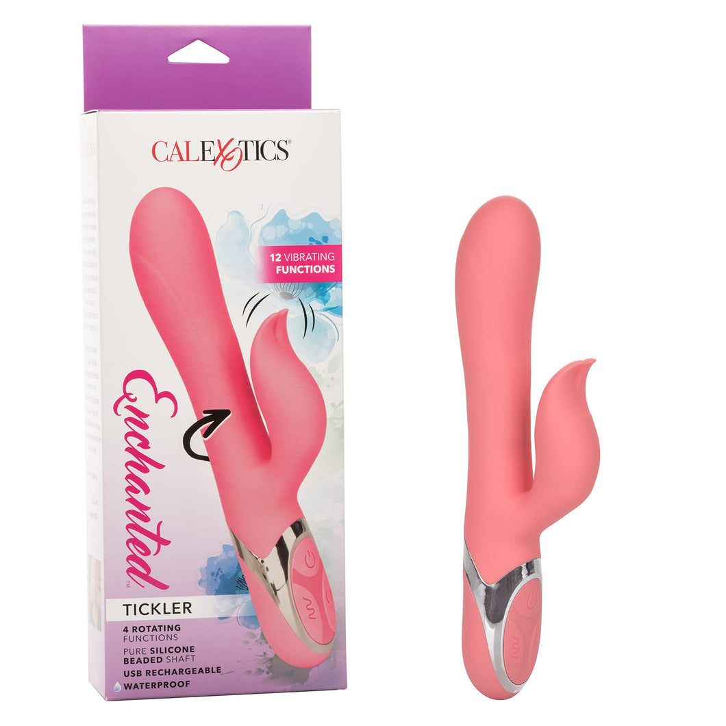 Calexotics Enchanted Tickler Massager - Waterproof Vibrator Toys For Couples - Adult Sex Clitoral G Spot Rabbit Massager - Pink,