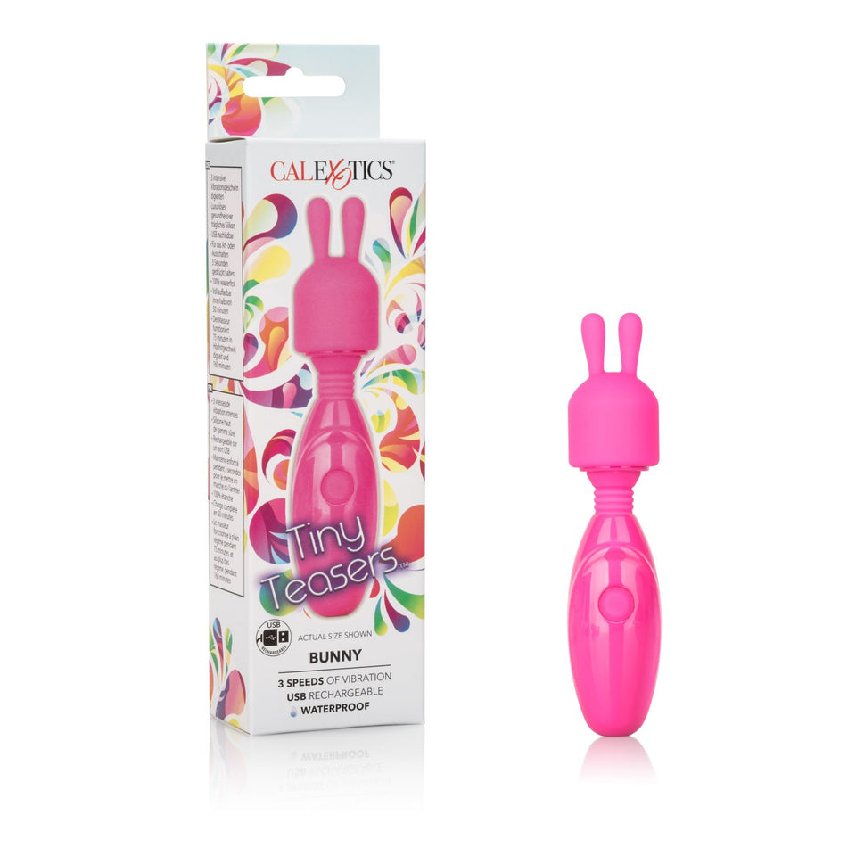 CalExotics Tiny Teasers Bunny - Waterproof Bullet Vibrator with Removable Rabbit Tip - Adult Pocket Vibrator Toys for Couples - 