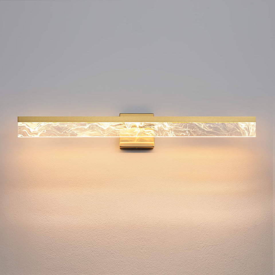 Aijiasi Gold Bathroom Light Fixtures, 32 Inch Modern Vanity Lights For Bathroom 24W Dimmable Bathroom Lighting Fixtures Over Mir