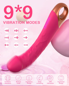 8.6 Inch Realistic Dildo Vibrator for Women,10 Powerful Vibration Modes for Clitoral and G-spot Stimulation, Waterproof Rose Adu