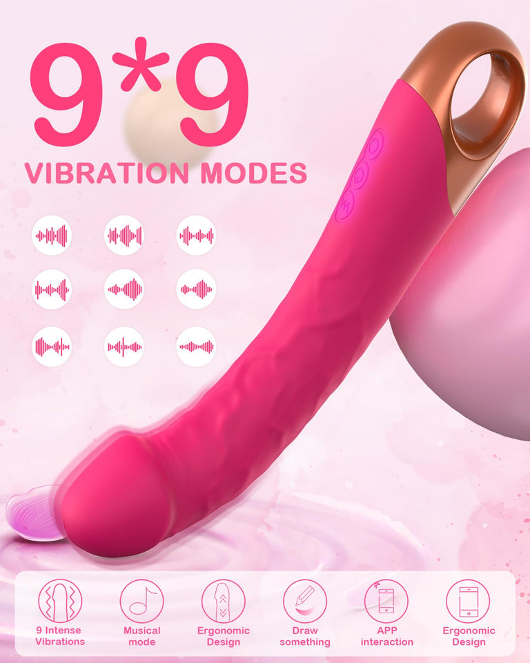 8.6 Inch Realistic Dildo Vibrator for Women,10 Powerful Vibration Modes for Clitoral and G-spot Stimulation, Waterproof Rose Adu