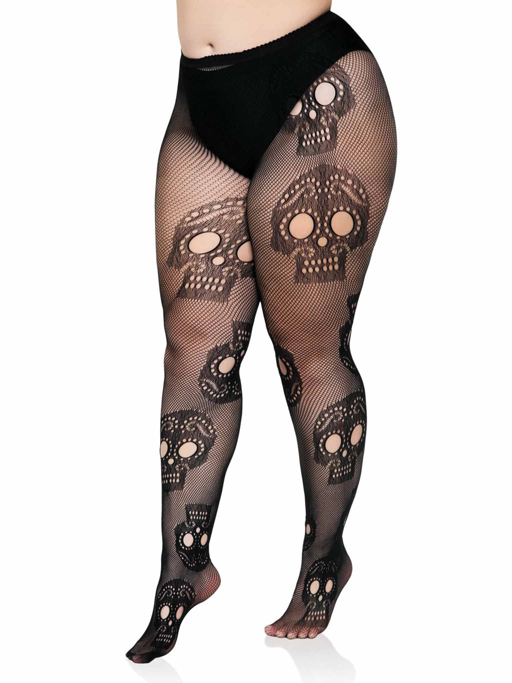 Sugar skull net pantyhose O/S