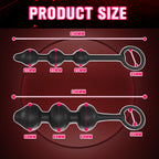 POJRGI Inflatable Anal Beads Silicone Anal Toys with Air Pump Detachable Anal Sex Toys with Safe Pull Ring in Black Adjustable S