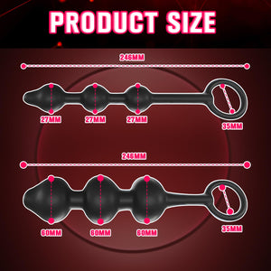 POJRGI Inflatable Anal Beads Silicone Anal Toys with Air Pump Detachable Anal Sex Toys with Safe Pull Ring in Black Adjustable S