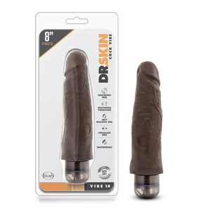 Dr. Skin Cock Vibe - 8 Inch Soft Realistic Vibrating Dildo - Multi Speed Flexible Vibrator - Brown