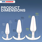 Doc Johnson Mood - Naughty 1 Trainer Set - Small, Medium, Large - Silicone Butt Plugs with Tapered Base for Comfort Between The