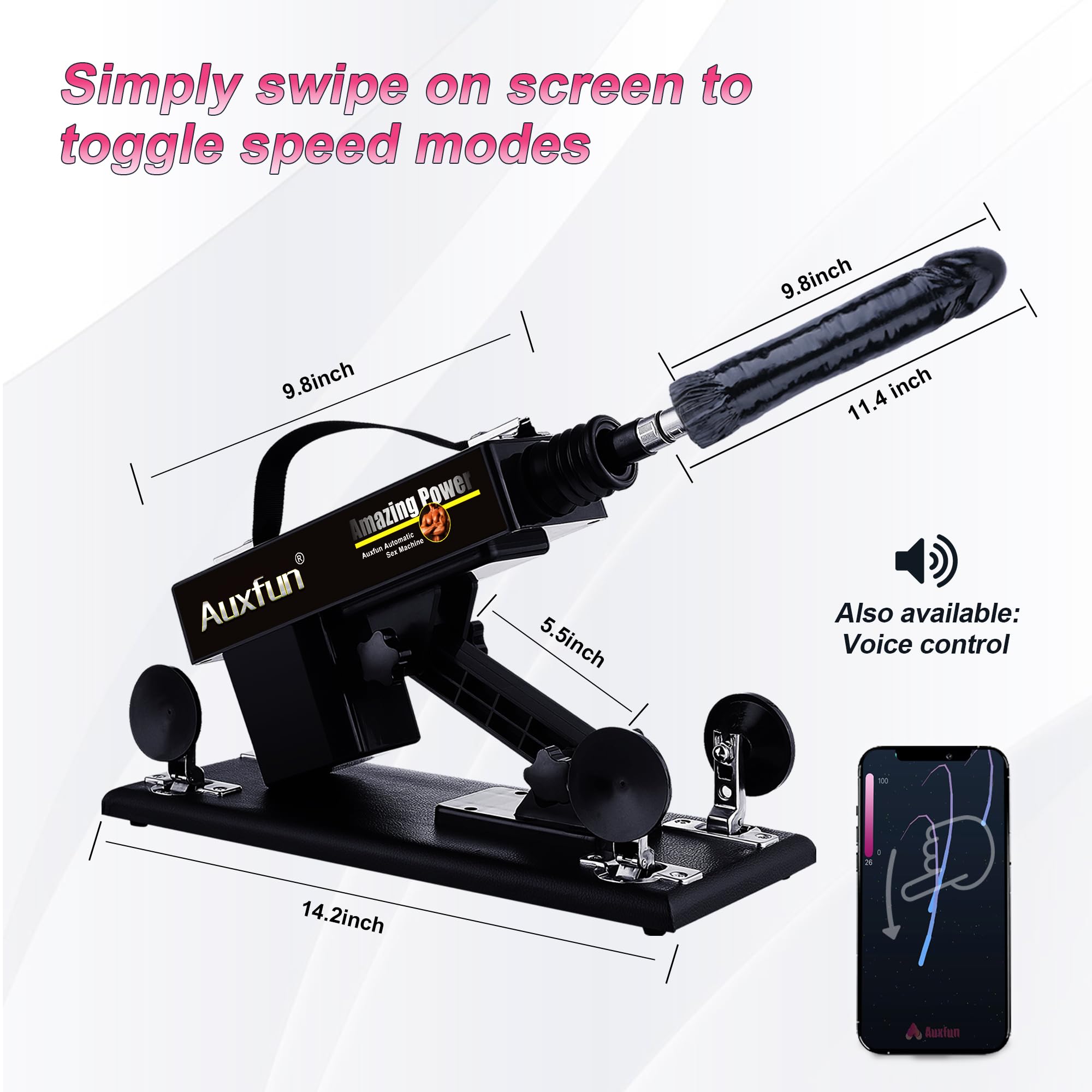 AUXFUN Sex Machine Automatic Love Machine with Remote Control & Graded Dildo,Thrusting Fuck Machine with 3XLR Connector & APP Ju